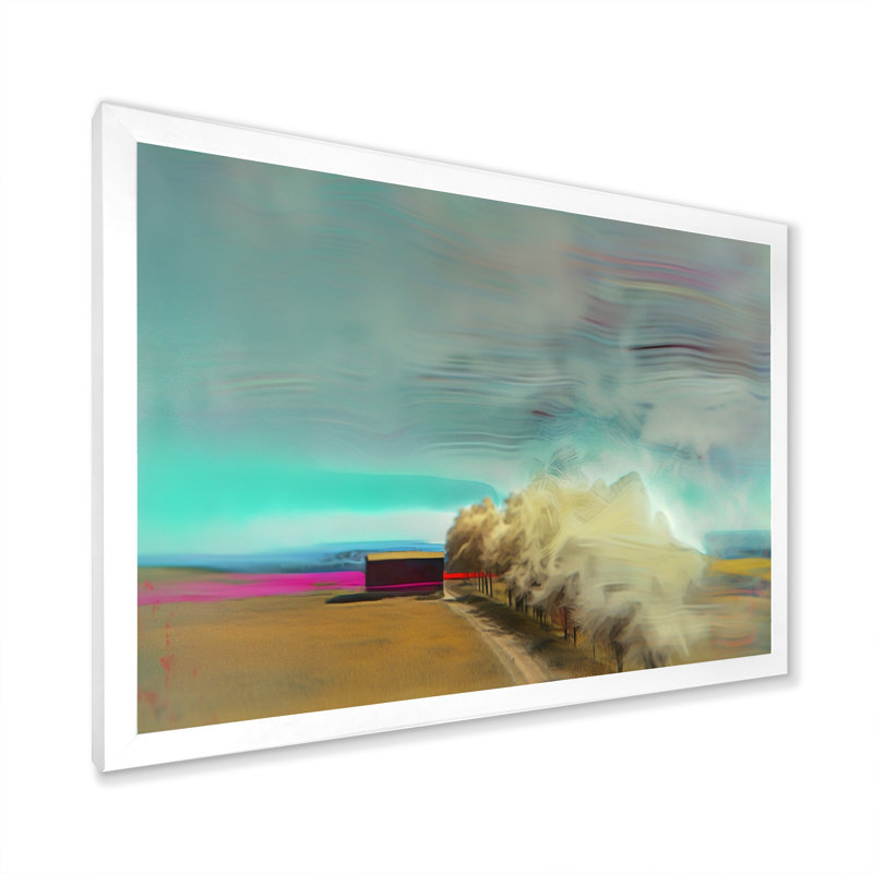 Désert, tempête turquoise, horizon, Cadre photo blanc, H 24 po x l 32 po x P 1 po