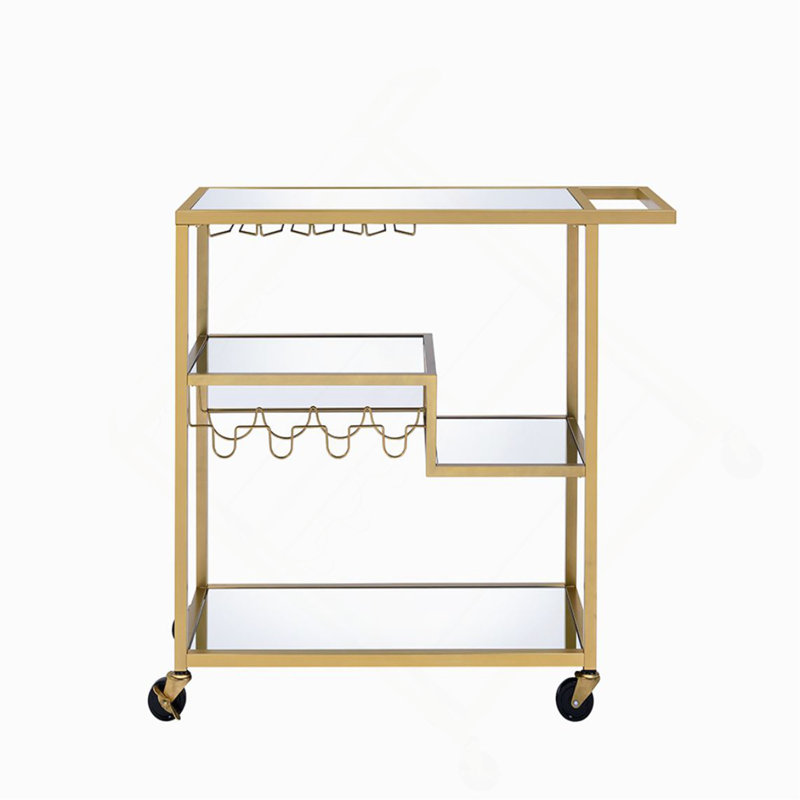 Mirrored & Serving Cart, Champagne, 37" H x 16" W x 40" D