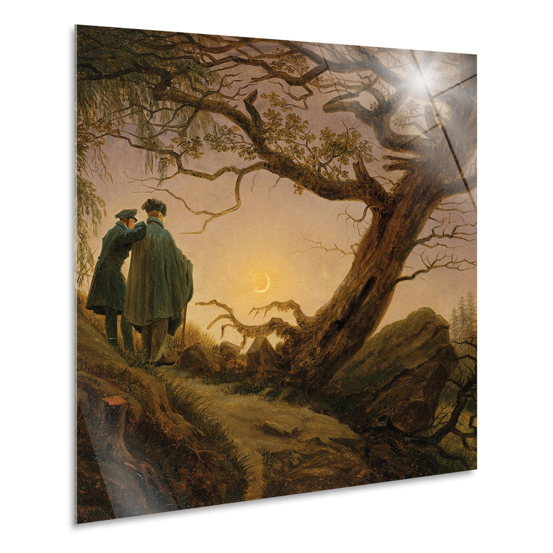 Wandbild Zwei Männer in Betrachtung des Mondes von Caspar David Friedrich