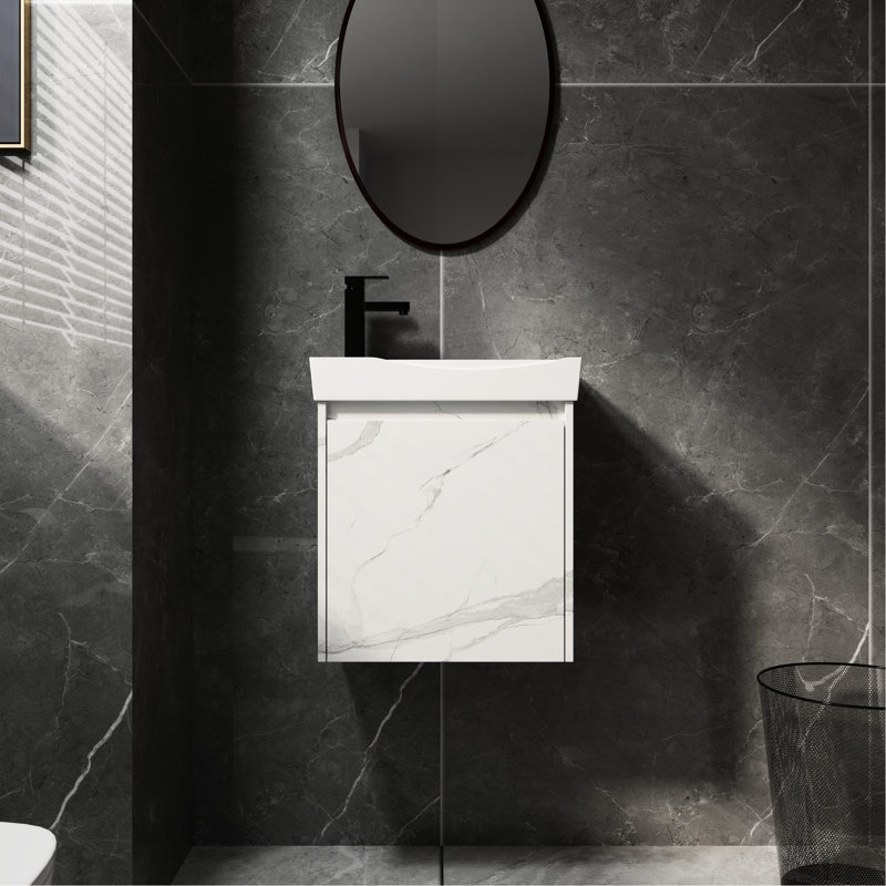 Armoire de salle de bain avec lavabo en céramique pré-percée pour robinet de 20 po