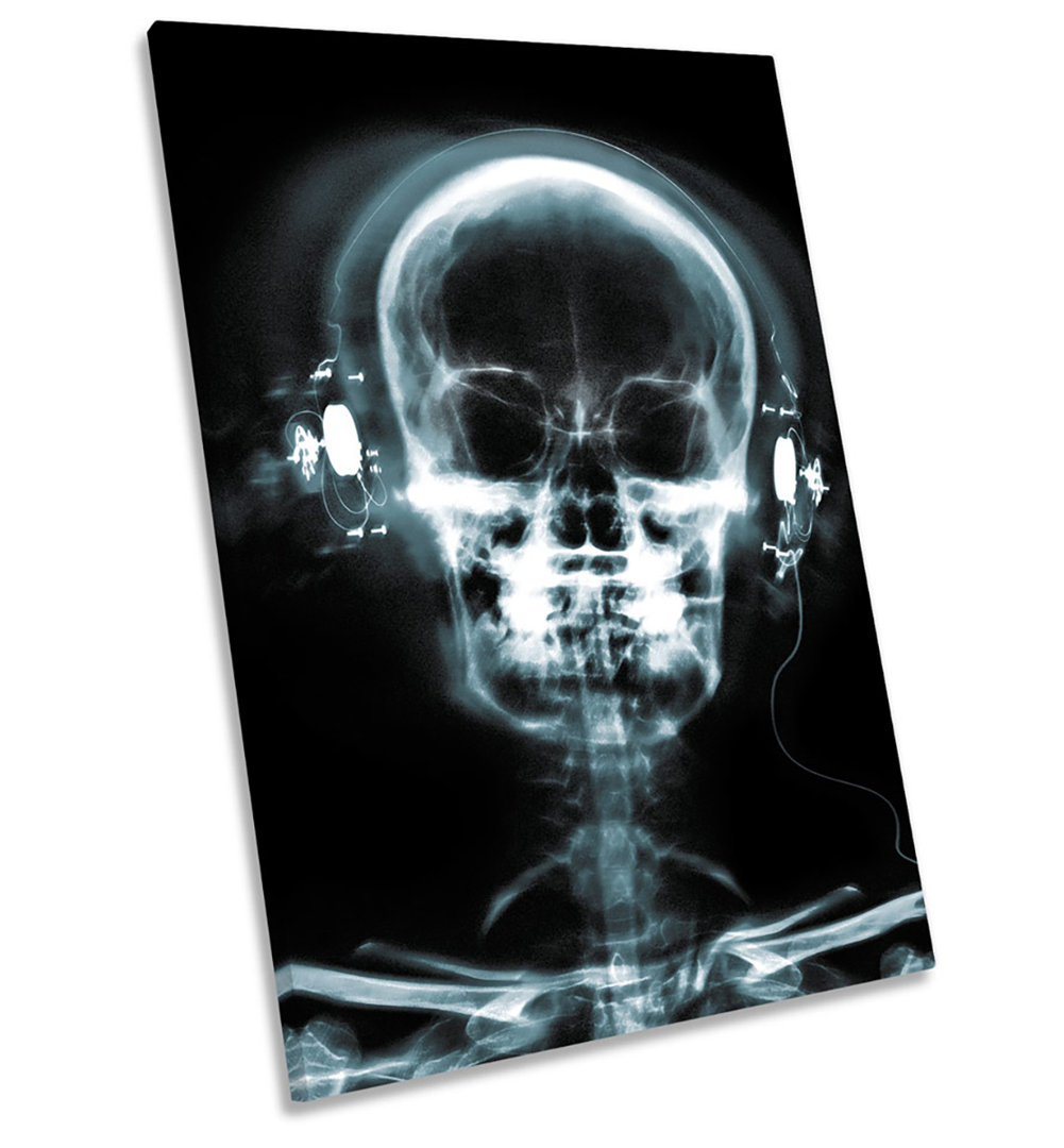 X0118 DJ Headphones Skull Music - Wrapped Canvas Print