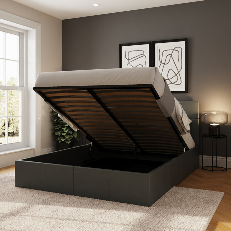 Beaird Upholstered Ottoman Storage Bed, Double (4'6), Grey