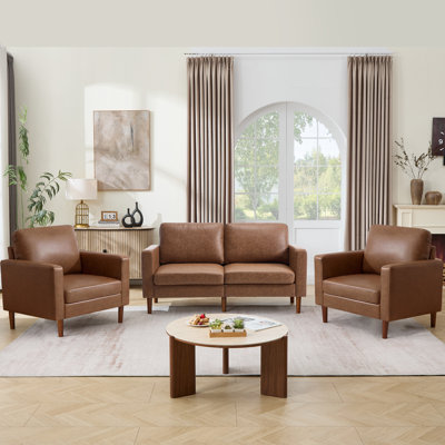 Ensemble de salon moderne avec 2 chaises d'appoint et causeuse, meubles rembourrés de style Mid-Century