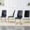 Chaises de salle à manger modernes avec sièges rembourrés en similicuir, chaises de salle à manger, chaises rembourrées en métal doré, idéales pour les cuisines, les salons, les chambres et les bureaux, ensemble de 6 (cuir noir et polyuréthane) C-001