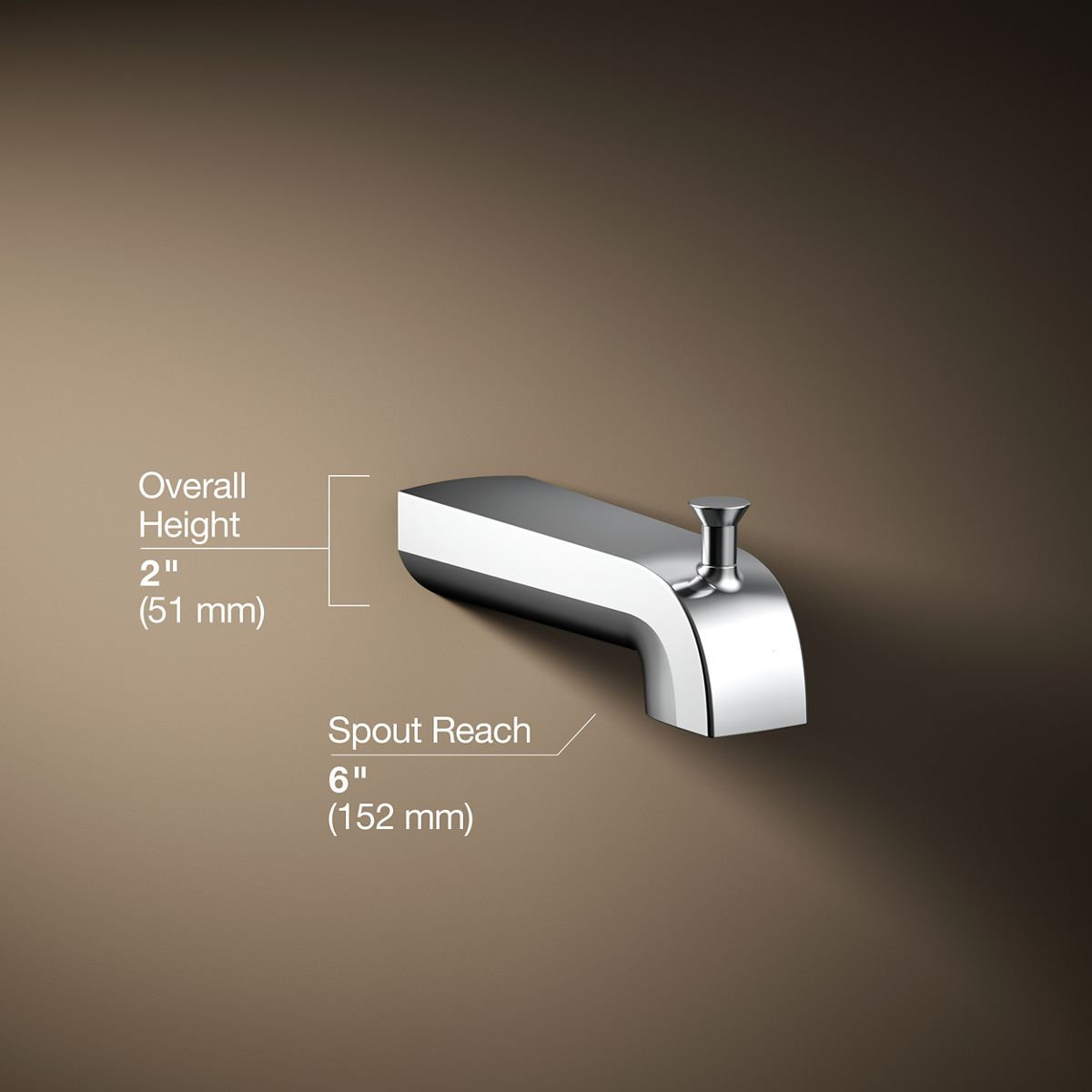 Hint Wall-Mounted Diverter Tub Spout, Polished Chrome
