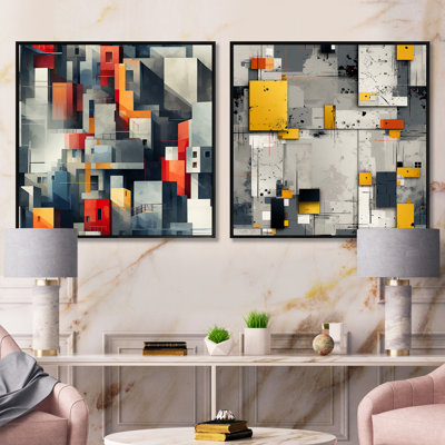 Coryden - Abstract Shapes Square Collage Set Of 2