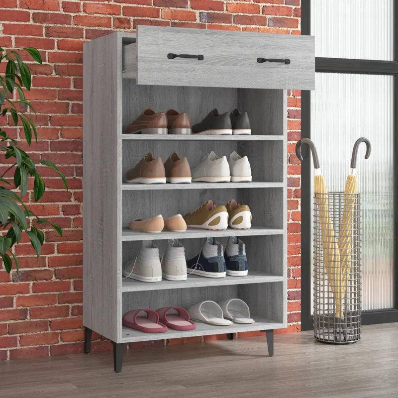 10 Pair Shoe Storage Cabinet, Grey Sonoma