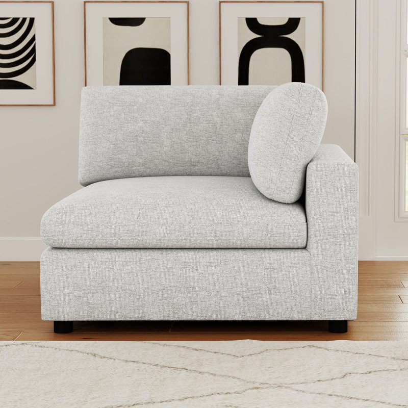 Odai 38.6" W Chenille Upholstered Armless Chair , Cream