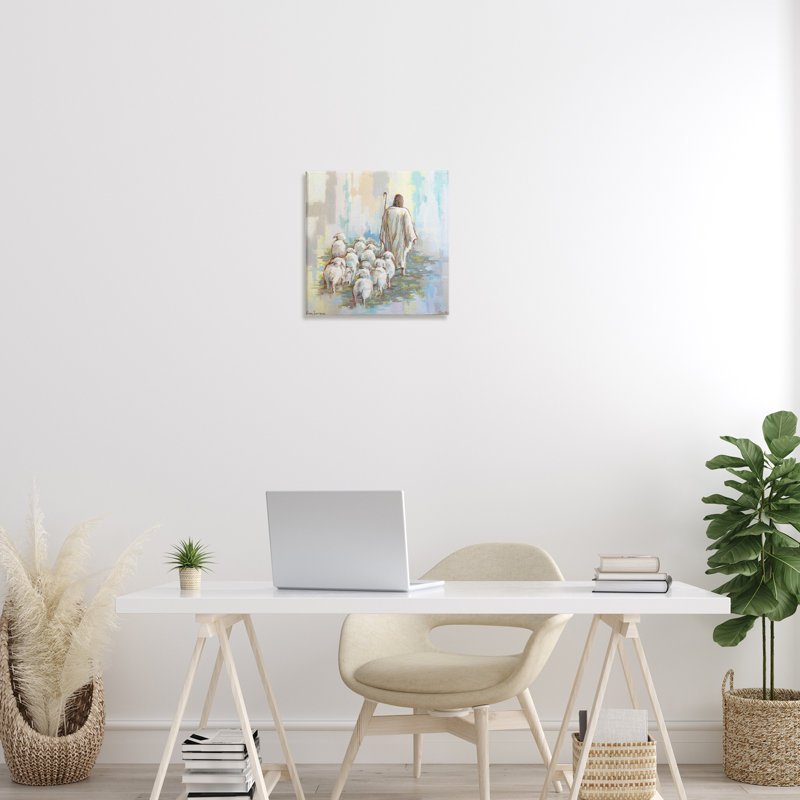 Art mural sur toile, Ils me suivent avec Jésus, design par Linda Sperruche, H 17 po x l 17 po