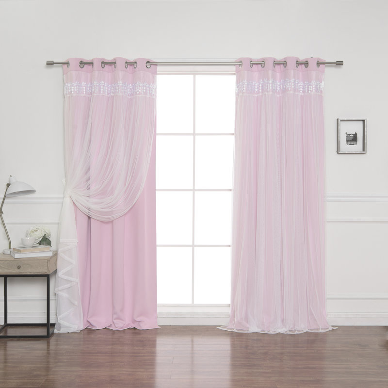 Loar Room Darkening Thermal Curtain Panels, Newpink, 52" W x 84" L