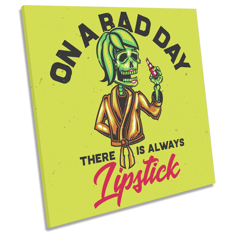 Bad Day Always Lipstick - Wrapped Canvas Print, 91.4cm H x 91.4cm W x 4cm D