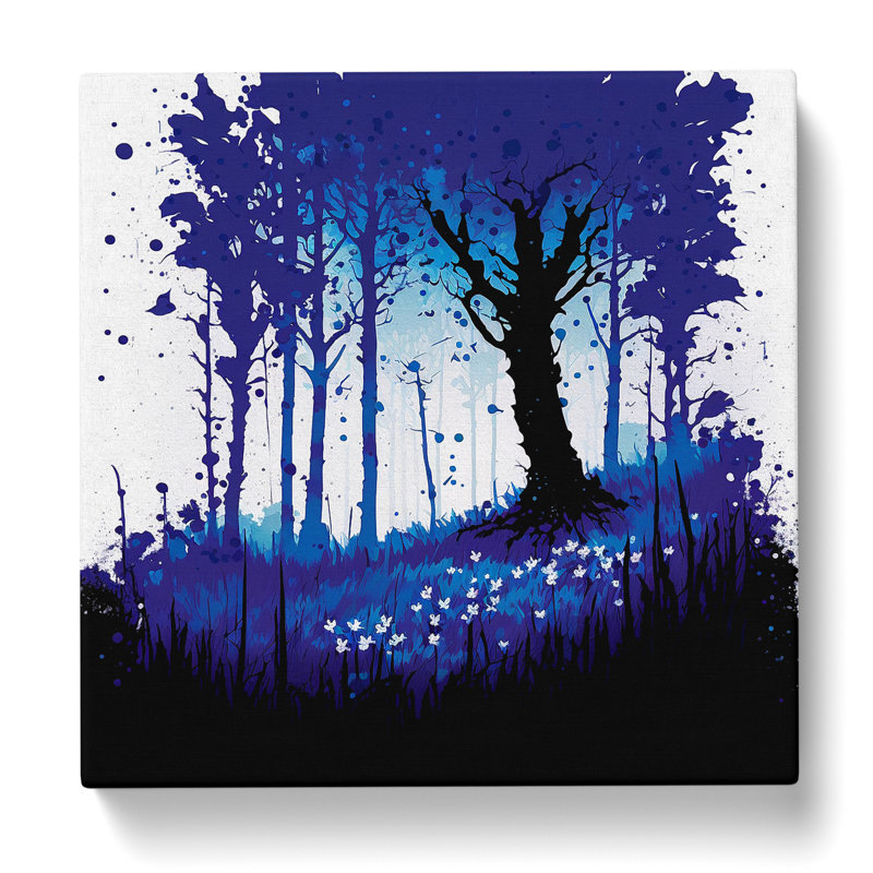 Bluebell Field Splatter Art No.1 - Wrapped Canvas, 35cm H x 35cm W x 3cm D