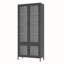 Grande armoire de rangement en métal avec 4 portes vitrées et 5 tablettes latérales