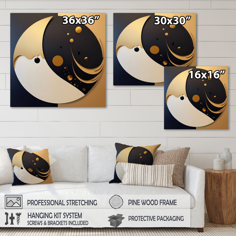 «Dierks Golden and Black Sphere III», reproduction sur toile, H 16 po x l 16 po x P 1 po, Toile tendue