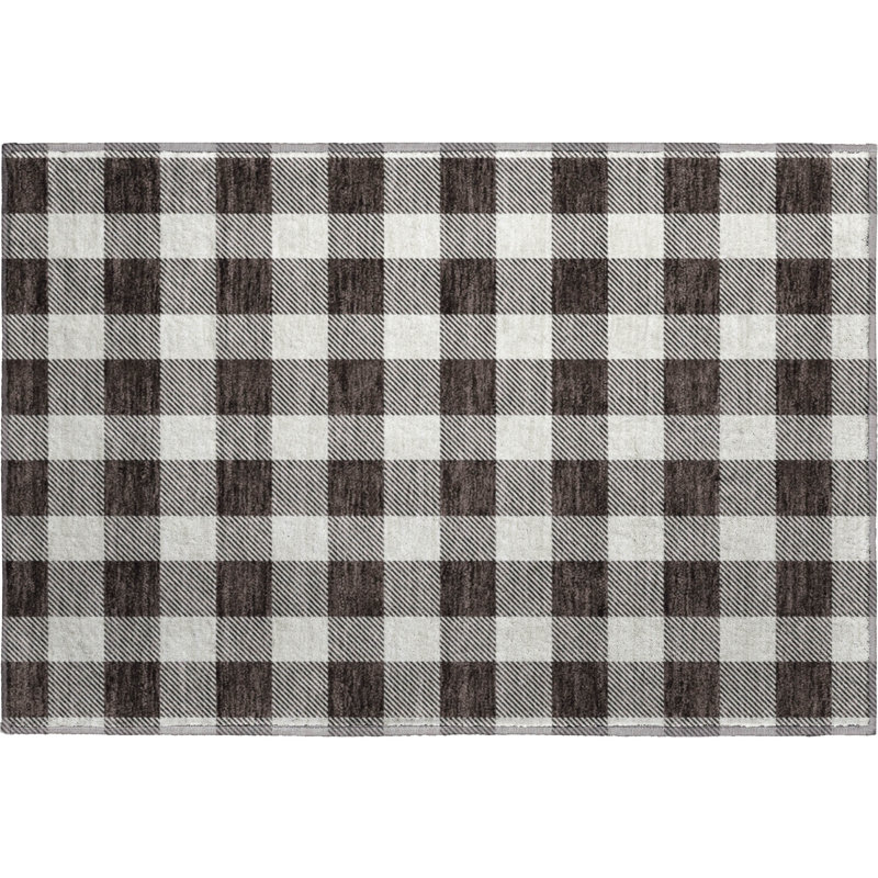 Premium Machine Washable Prisco Black Rug, Rectangle 1'8" x 2'6"