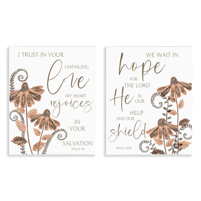 «Spiritual Faith Proverbs with Flowers», ensemble de 2 plaques murales, design par Annie Lapoint