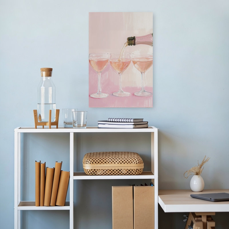 «Versing Pink Champagne Elegant Contemporary Rose», reproduction d'art murale, 18" H x 12" W