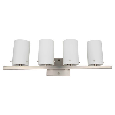 Éclairage pour salle de bain 4 lumières à intensité variable en nickel brossé