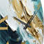Golden Morning Glory, peinture or sur sarcelle - horloge murale moderne Mid-Century-93381959