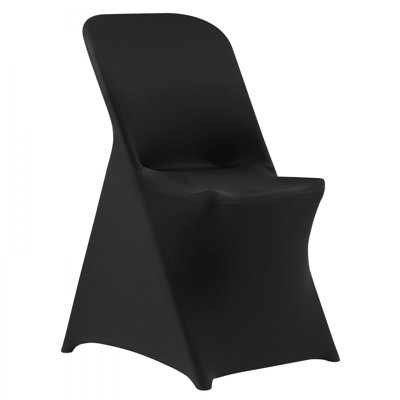 Black Chair Covers, Polyester Spandex Chair Cover, Stretch Slipcovers for Wedding Party Dining Banquet Flat-Front Chair Covers, Fits Chair Measures up to 18.11 x 19.69 x 33.86 inch