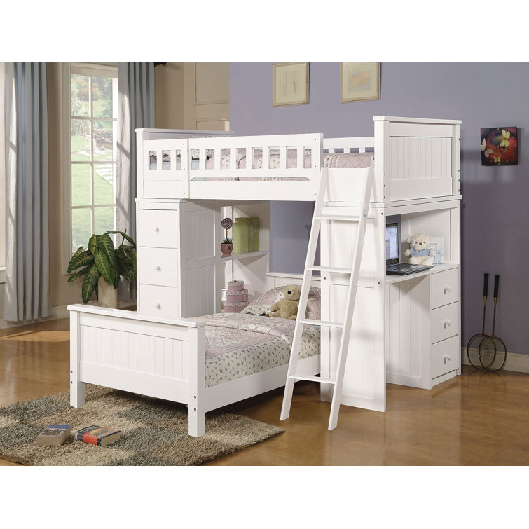 Otha Twin L-Shaped Bunk Beds with Built-in-Desk by Harriet Bee