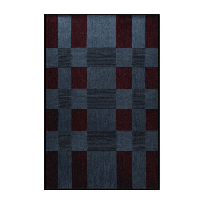 Tapis gris à carreaux lavable à la machine, Rectangle 5 pi x 7 pi