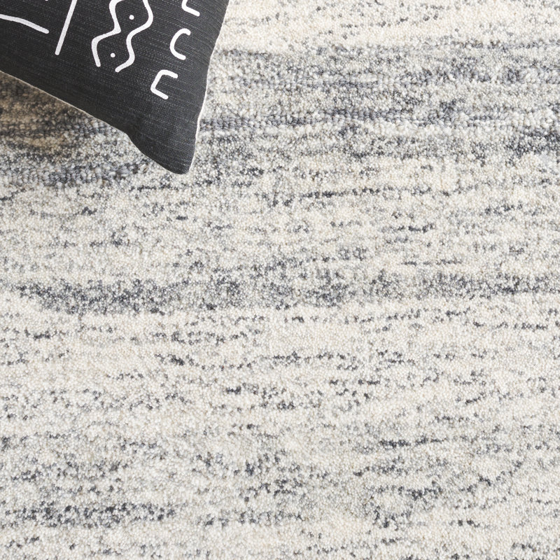 Houbler Ebony Hand Tufted Wool Pile Abstract Rug, Rectangle 5' x 8'
