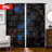 2Pcs Black Curtains with Red Blue Cub Pattern  Window Treatment Rod Pocket Light Blocking Drapes for Living Room Bedroom Gaming Home Decor Modern Tech Style-850202247