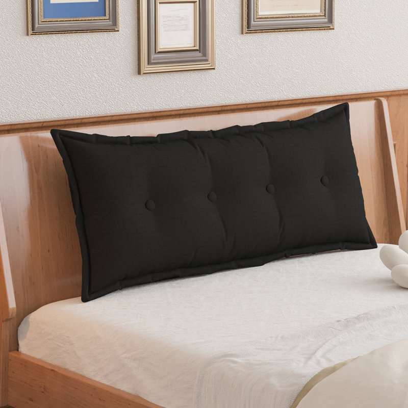 Coussin de siège de tête de lit capitonné à dossier Sit-up Back Comfort, Lit double, Noir