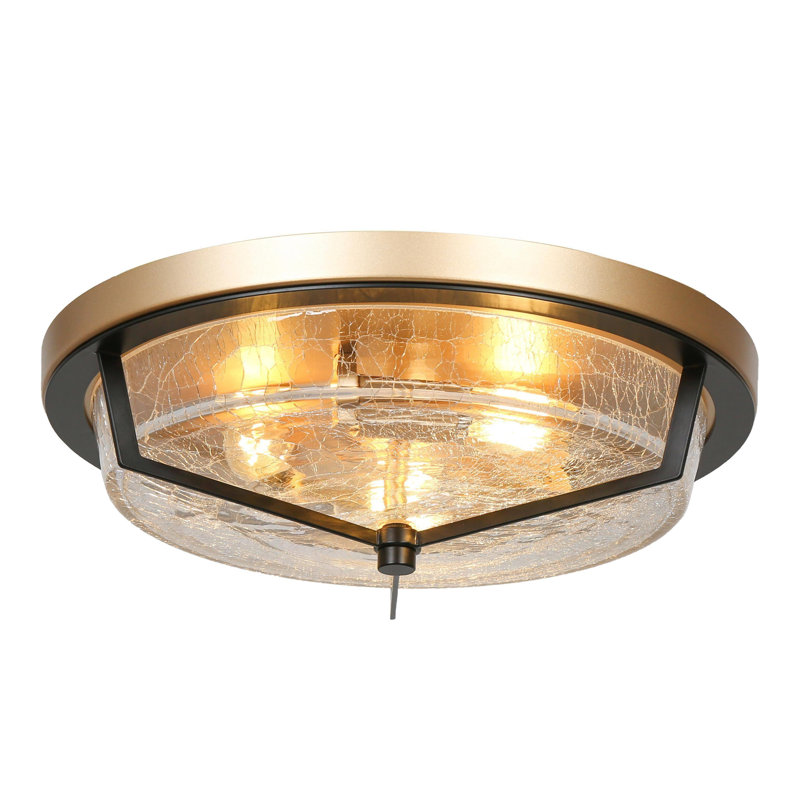 Vauxhall 3-Light 15'' Glass Flush Mount Light, Black