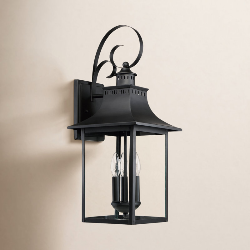 Amarone 3 - Bulb 23.5" H Glass Outdoor Wall Lantern, Black
