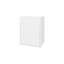 Meuble-lavabo flottant blanc moderne avec lavabo intégré et porte simple, profil de finition propre fixé au mur, panneau de particules