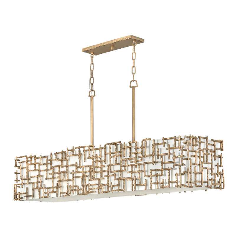 Fredrick Ramond Farrah Medium 8-Light Linen Linear Chandelier, Gold