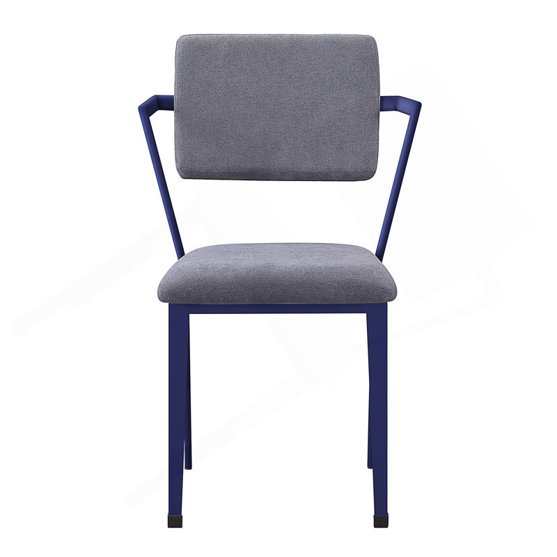 Chaise de bureau rembourrée à dossier ouvert avec tissu gris, siège rembourré et structure en métal durable pour plus de confort et de style