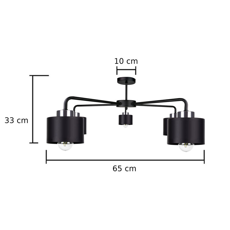 Joaquina Flush Mount, Black, Black/Silver