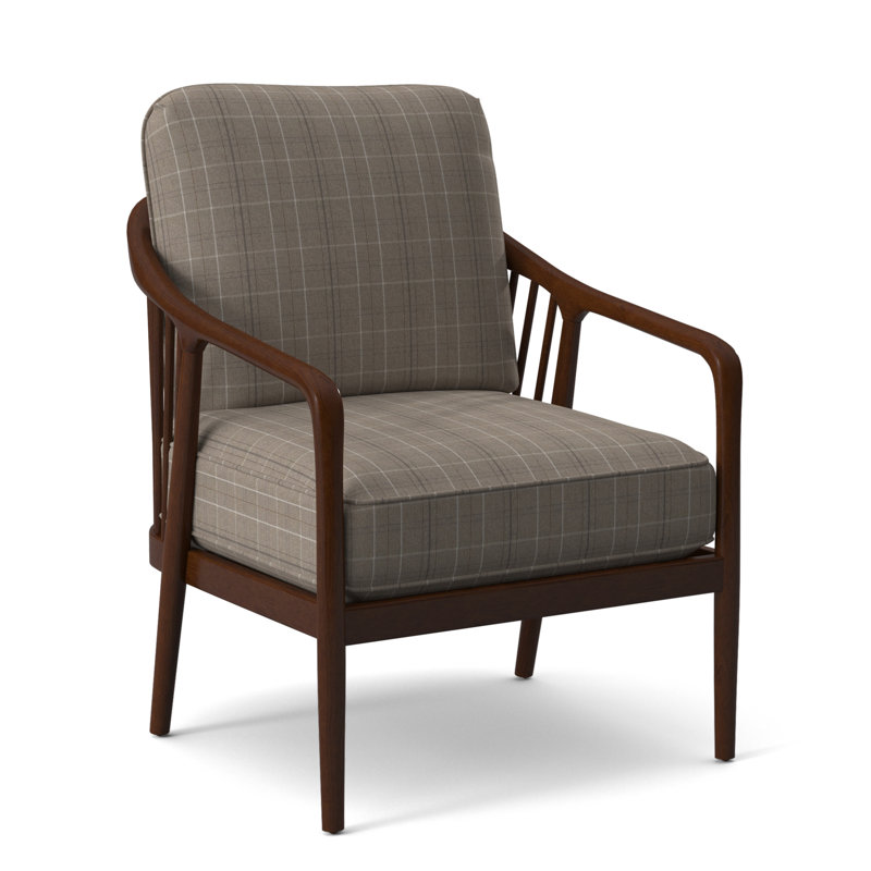 Guinevere Armchair, Taupe Plaid; 0126-73, Coffee