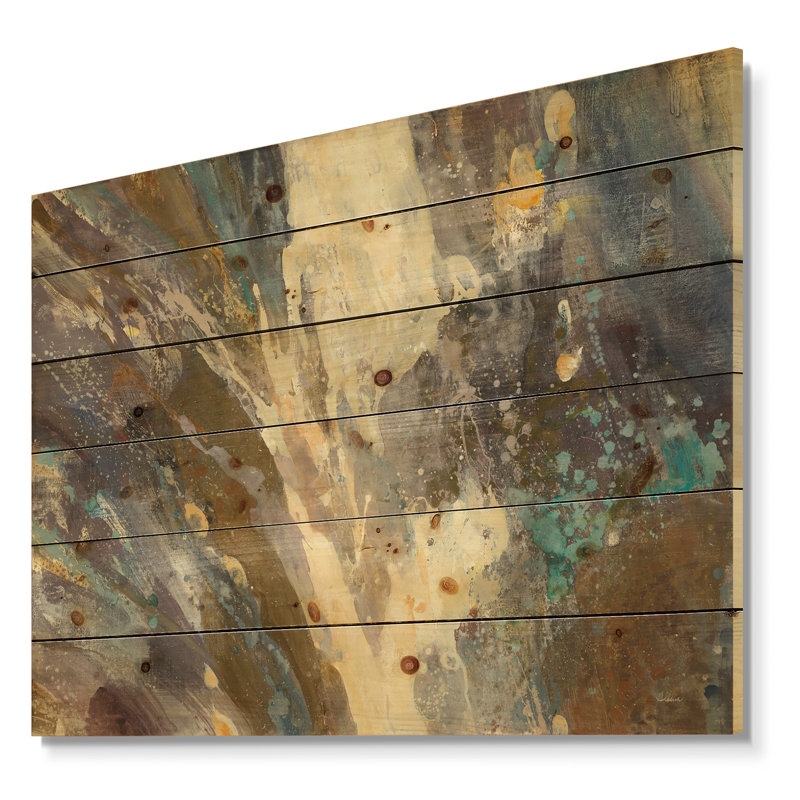 Feu et glace minéraux IV - reproduction de campagne sur bois de pin naturel, H 30 po x l 40 po x P 1,5 po