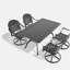 Ensemble de salle à manger 5 pièces en aluminium coulé résistant aux intempéries, comprenant 4 chaises pivotantes et une table rectangulaire avec cadre noir (même SKU: W1710S00321)