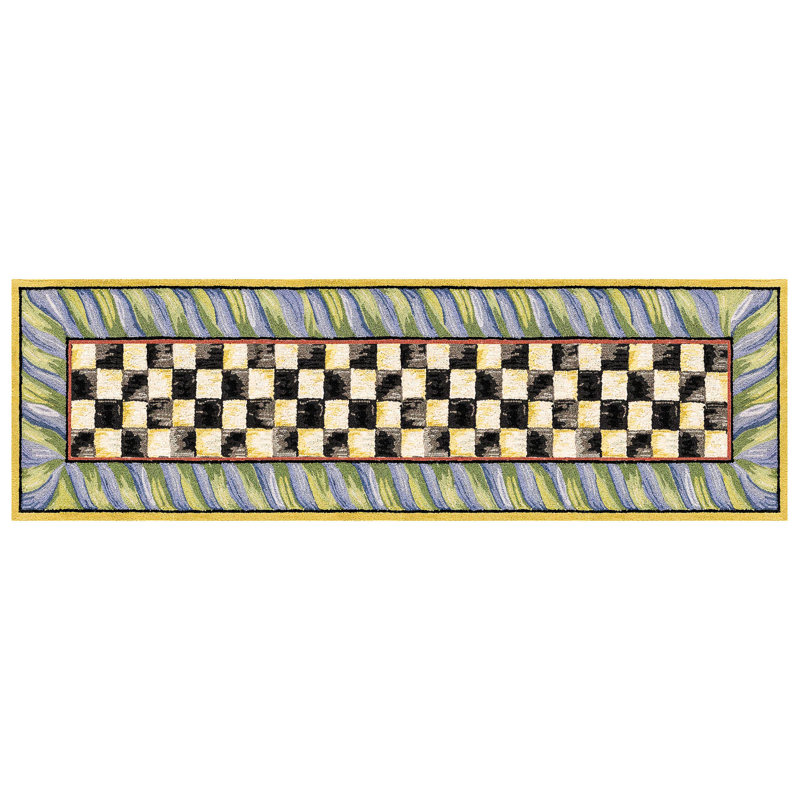 Courtly Check® Purple/Green Washable Rug, Runner 2'6" x 8'