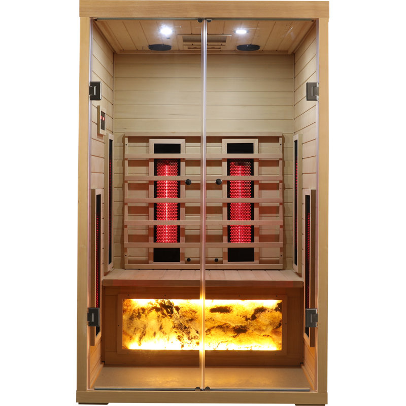Sauna infrarouge lointain à faible champ électromagnétique Serenwood en bois massif avec commandes numériques