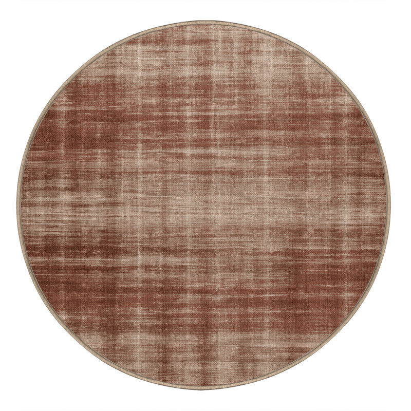 Tapis brun lavable à la machine, Rond 5 pi