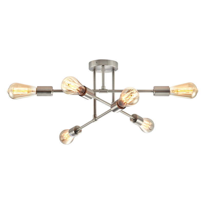 Plafonnier encastré à 6 lumières de 22,83 po de diamètre Braylon, Brushed Nickel