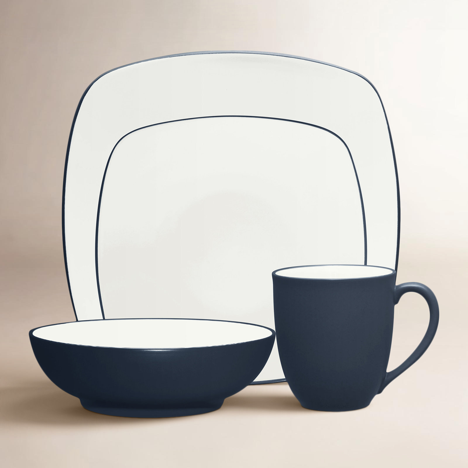 Colorwave Stoneware Dinnerware Set - Service for 1, Navy