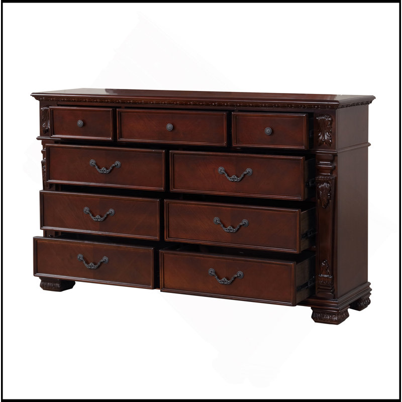Commode 9 tiroirs, cerise
