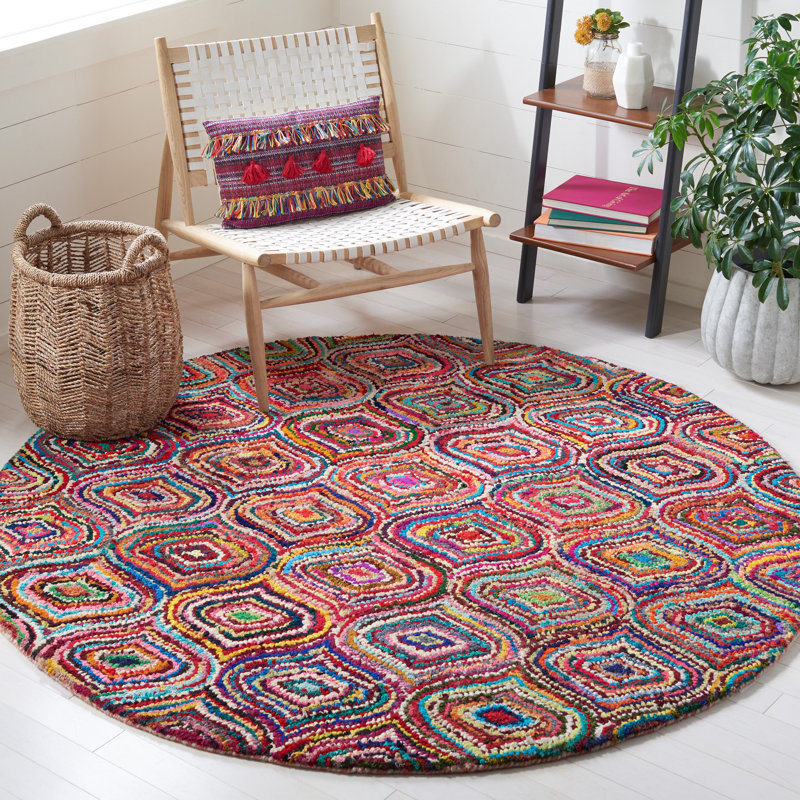 Tapis géométrique touffeté à la main Nantucket, Rond 6 pi
