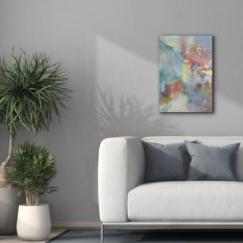 Art mural sur toile  «Quasar 2 Rose» par Danhui Nai, H 26 po x l 18 po