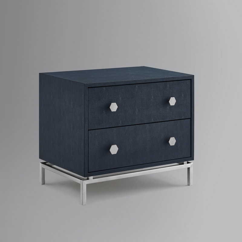 Table d'appoint Nicole Miller Breelyn, Plateau bleu marine / base chrome