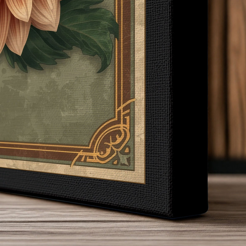 Dahlia Bloom Botanical - Wrapped Canvas, 18x12 - 45.7 x 30.5 cm, Black Border