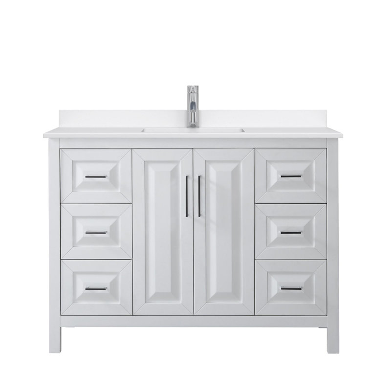 Daria 48'' W Vanity, White, Polished Chrome, Giotto Quartz