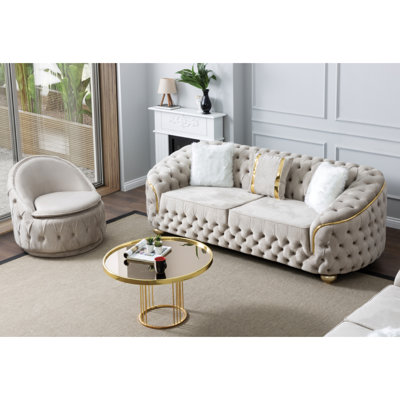 Gonda Velvet Rolled Arm Sofa